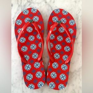 TORY BURCH Samba Compass NECKERCHIEF Flip Flop Size 7